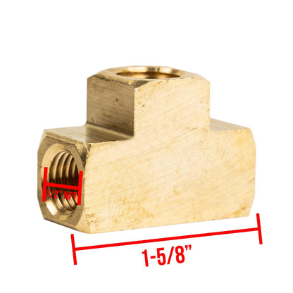 1/4" FNPT Brass Tee Pipe Fitting .25" T-Fitting Solid Brass Connector(1 4 Fnpt Brass Tee Pipe Fitting 25 T Fitting Solid Brass Connector)