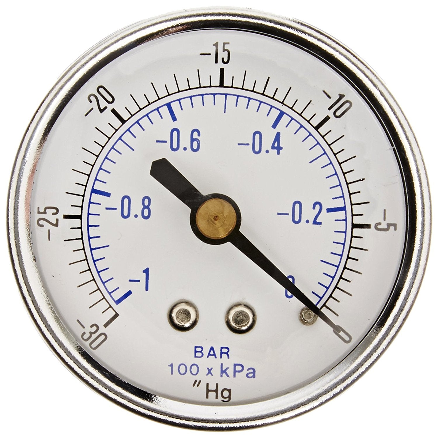  1/4" NPT 0 To -30 PSI Vacuum Air Pressure Gauge Center Back Mount With 2" Face(1 4 Npt 0 To 30 Psi Vacuum Air Pressure Gauge Center Back Mount With 2 Face)