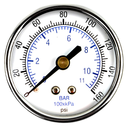  1/4" NPT 0-160 PSI Air Pressure Gauge Center Back MountWith 2" Face(1 4 Npt 0 160 Psi Air Pressure Gauge Center Back Mount With 2 Face)