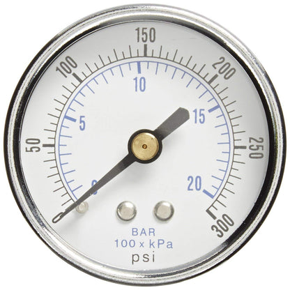  1/4" NPT Air Pressure Gauge 0-300 PSI Back Or Rear Center Mount 2" Face 102D-204H(Quality 1 4 Npt Air Pressure Gauge 0 300 Psi Back Rear Center Mount 2 Face)