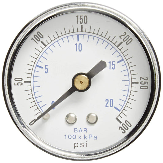  1/4" NPT Air Pressure Gauge 0-300 PSI Back Or Rear Center Mount 2" Face 102D-204H(Quality 1 4 Npt Air Pressure Gauge 0 300 Psi Back Rear Center Mount 2 Face)