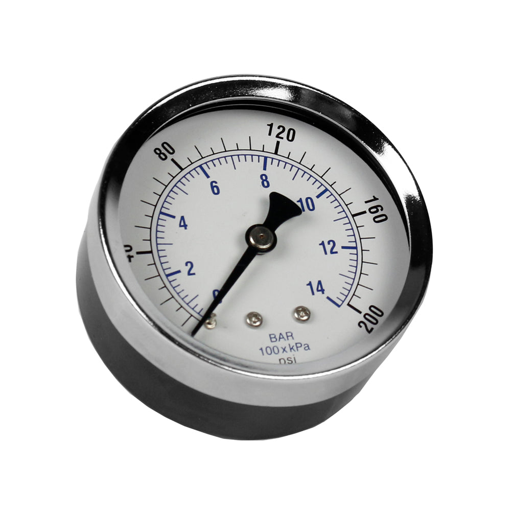  200 PSI 14 BAR 1/4" Male NPT Center Back Mount Steel Case 2.5" Gauge, Black(2 5 0 200 Psi 1 4 Nptm Cbm Black Steel Case Gauge)