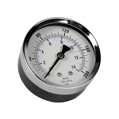  200 PSI 14 BAR 1/4" Male NPT Center Back Mount Steel Case 2.5" Gauge, Black(2 5 0 200 Psi 1 4 Nptm Cbm Black Steel Case Gauge)