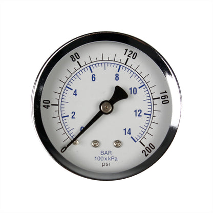  200 PSI 14 BAR 1/4" Male NPT Center Back Mount Steel Case 2.5" Gauge, Black(2 5 0 200 Psi 1 4 Nptm Cbm Black Steel Case Gauge)