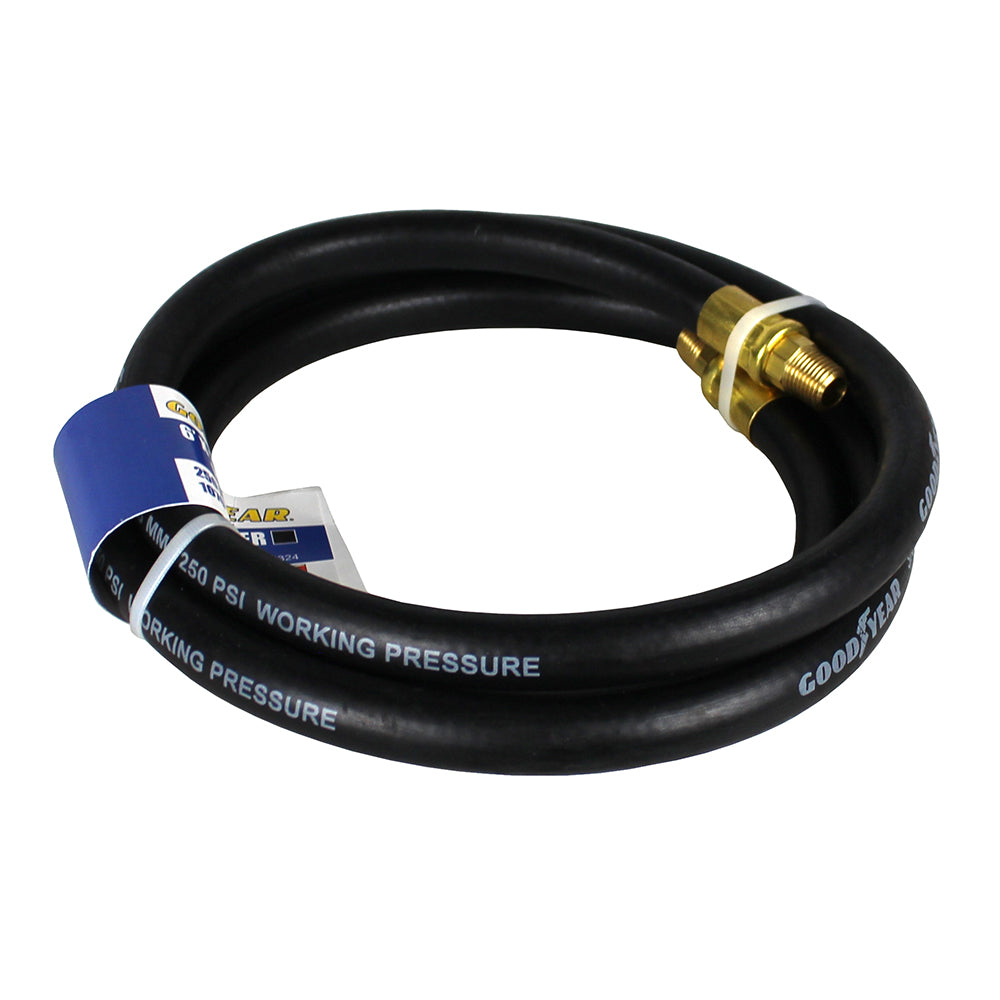  Goodyear 6' X 3/8" Rubber Air Hose Whip 250 PSI 1/4" NPT USA Made 10324(Goodyear 6 X 3 8 Rubber Air Hose Whip 250 Psi Usa Made 1 4 Npt Lead In Hose 1)