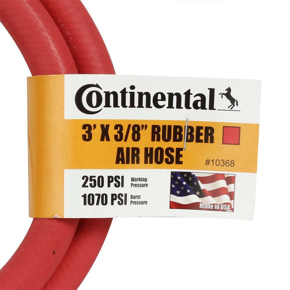  Continental Rubber Air Hose 3 Feet X 3/8 Inch 250 PSI Oil-Resistant Red 10368(Continental Air Hose 1 4 Inch Mnpt Fittings 250 Psi Oil Resistant Rubber 3 Ft)