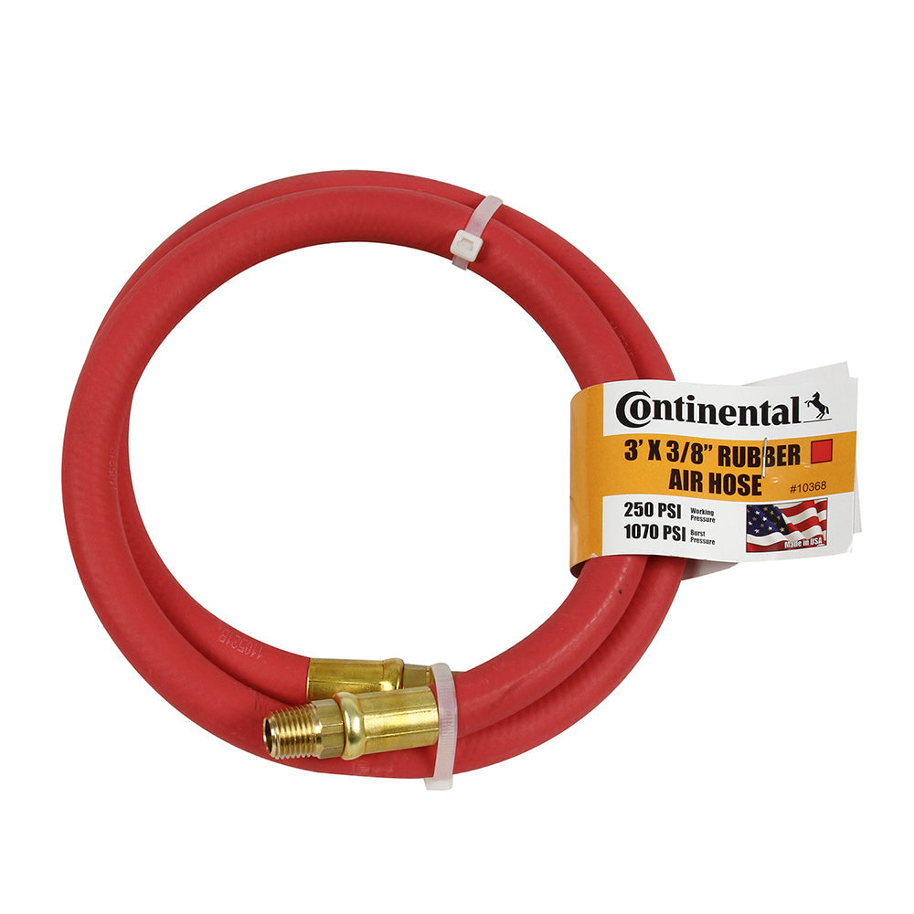  Continental Rubber Air Hose 3 Feet X 3/8 Inch 250 PSI Oil-Resistant Red 10368(Continental Air Hose 1 4 Inch Mnpt Fittings 250 Psi Oil Resistant Rubber 3 Ft)