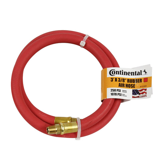  Continental Rubber Air Hose 3 Feet X 3/8 Inch 250 PSI Oil-Resistant Red 10368(Continental Air Hose 1 4 Inch Mnpt Fittings 250 Psi Oil Resistant Rubber 3 Ft)