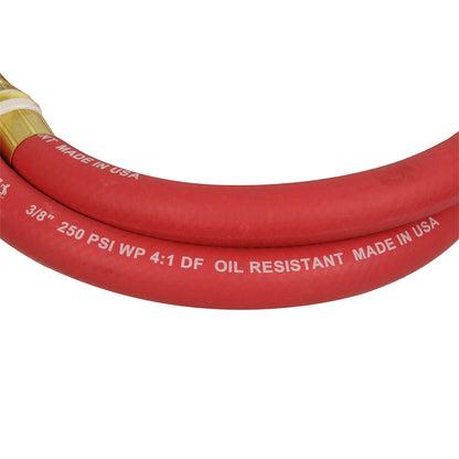  Continental Rubber Air Hose 6 Feet X 3/8 Inch 250 PSI Oil-Resistant Red 10370(Continental 6 X 3 8 Red Whip Hose)