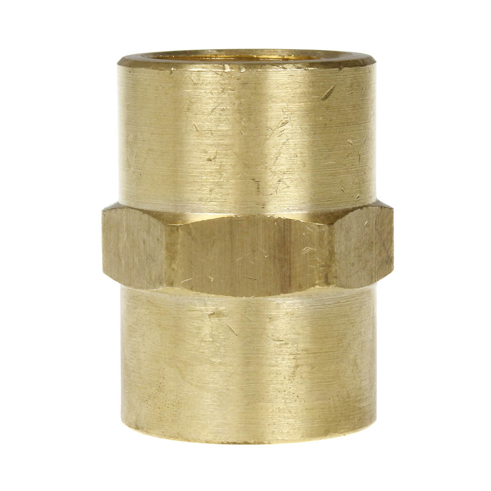  1/2" NPTF Hex Coupling Solid Yellow Brass Pipe Fitting 1200 PSI Maximum 103F(Brass 1 2 Coupling 103f)