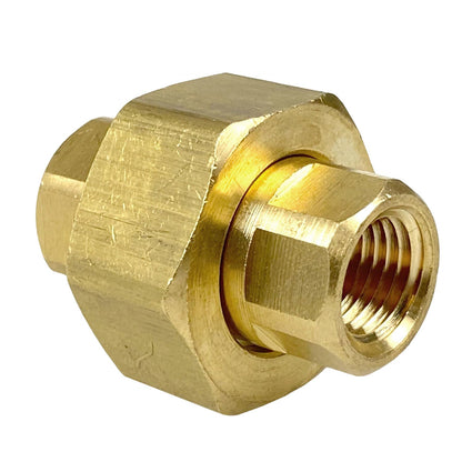  1/4" NPT Female Solid Brass Three Piece Pipe Union Fitting Adapter(Brass 1 4 Union 2 Pc 104c)