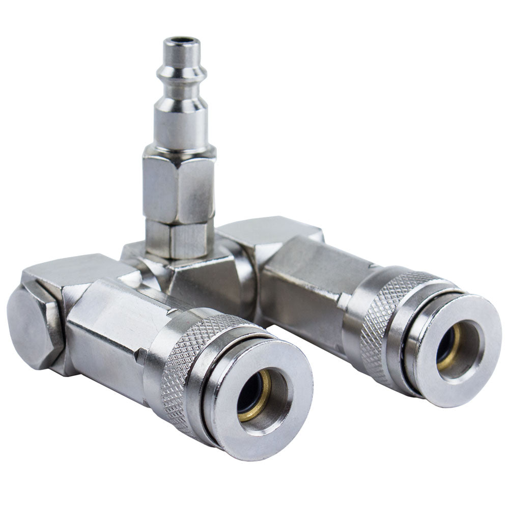  Two Way Air Hose Compressor Swivel Splitter 1/4" NPT 360 Degrees 10567(Two Way Air Hose Compressor Swivel Splitter 1 4 Npt 360 Degrees New)