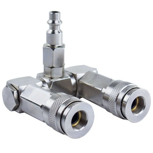  Two Way Air Hose Compressor Swivel Splitter 1/4" NPT 360 Degrees 10567(Two Way Air Hose Compressor Swivel Splitter 1 4 Npt 360 Degrees New)