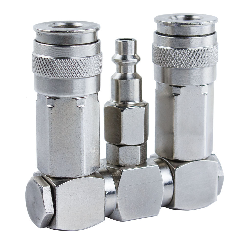  Two Way Air Hose Compressor Swivel Splitter 1/4" NPT 360 Degrees 10567(Two Way Air Hose Compressor Swivel Splitter 1 4 Npt 360 Degrees New)