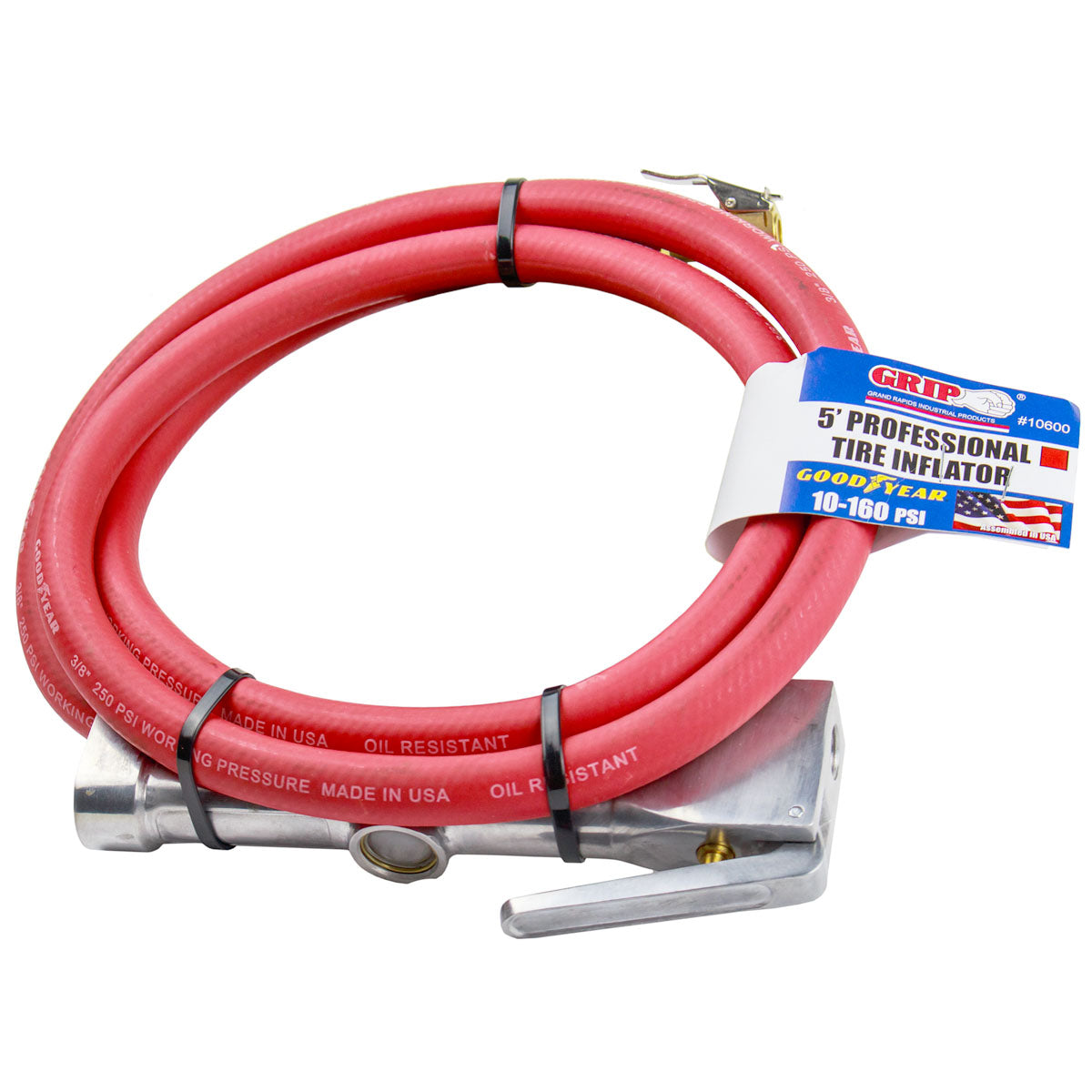  Goodyear Tire Inflator W Built-In Pressure Gauge Lock On Chuck 5' Lead Hose Whip(Goodyear Tire Inflator W Built In Pressure Gauge Lock On Chuck 5 Lead Hose Whip)