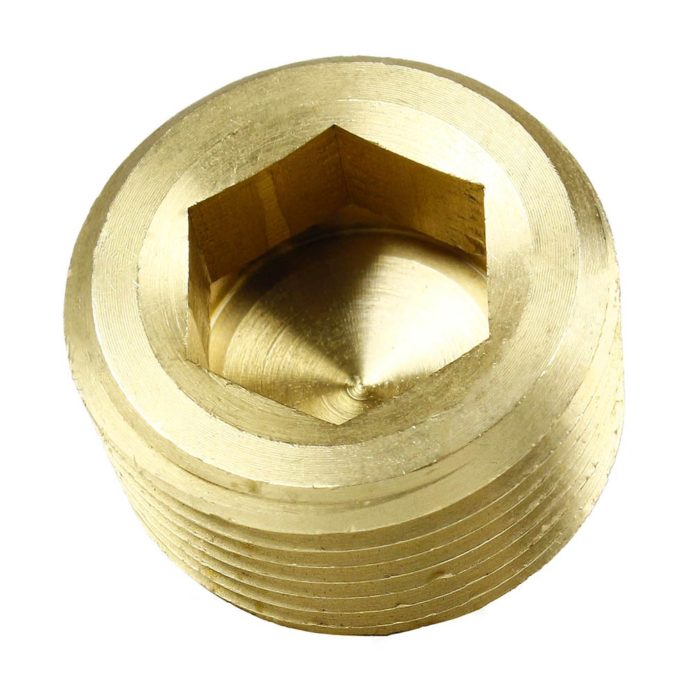  3/4" NPTF Solid Yellow Brass Countersunk Hex Plug Head Style Pipe Fitting 109UJ(Brass 3 4 Hex Plug 109uj)