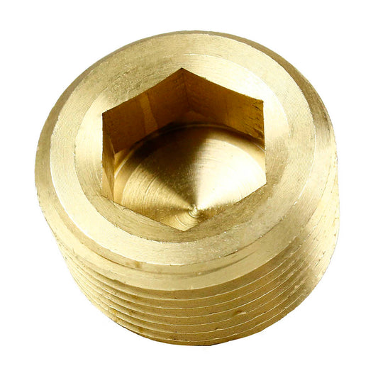  3/4" NPTF Solid Yellow Brass Countersunk Hex Plug Head Style Pipe Fitting 109UJ(Brass 3 4 Hex Plug 109uj)