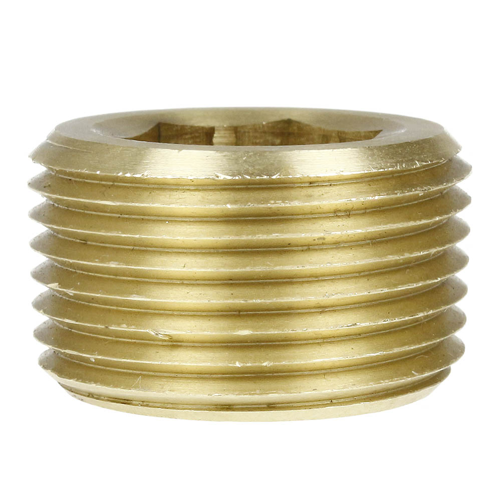  3/4" NPTF Solid Yellow Brass Countersunk Hex Plug Head Style Pipe Fitting 109UJ(Brass 3 4 Hex Plug 109uj)