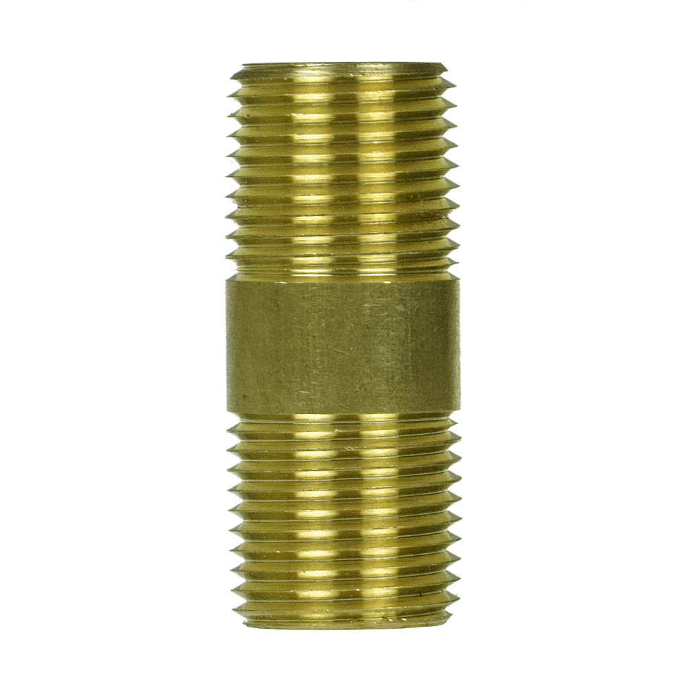  1/2" NPT X 2" Inch Solid Yellow Brass Nipple Extension 1200 PSI Maximum 117F2(Brass 1 2 X 2 In Nipple Extension 117f2)