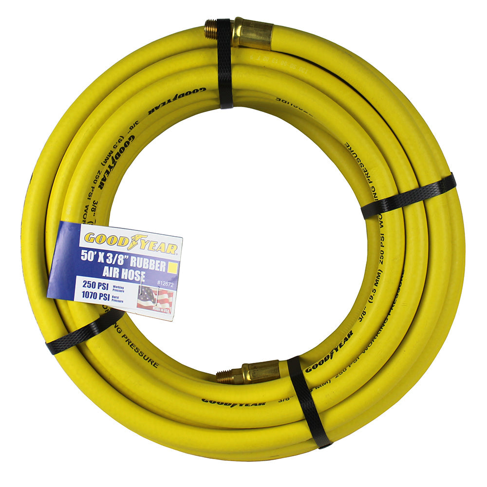  Goodyear Rubber Air Hose 50' Ft. X 3/8" In. 250 PSI Air Compressor Hose 12672(Goodyear 50 Ft X 3 8 In Rubber Air Hose 250 Psi Air Compressor Hose Yellow 12672)