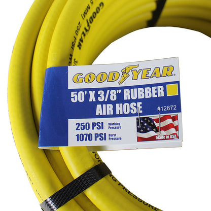  Goodyear Rubber Air Hose 50' Ft. X 3/8" In. 250 PSI Air Compressor Hose 12672(Goodyear 50 Ft X 3 8 In Rubber Air Hose 250 Psi Air Compressor Hose Yellow 12672)