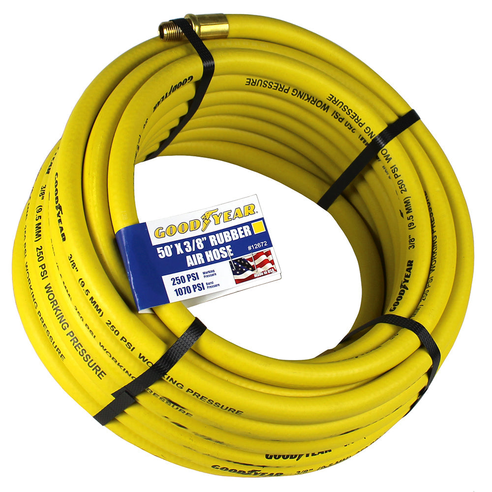  Goodyear Rubber Air Hose 50' Ft. X 3/8" In. 250 PSI Air Compressor Hose 12672(Goodyear 50 Ft X 3 8 In Rubber Air Hose 250 Psi Air Compressor Hose Yellow 12672)