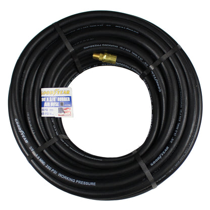  Goodyear 100' X 3/8" Rubber Air Hose 1/4" NPT 250 PSI USA Made 12760(Goodyear 100 X 3 8 Rubber Air Hose 250 Psi Usa Made 1 4 Npt Compressor Hose 1)