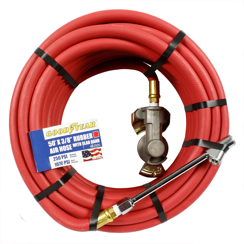  Goodyear Grip 50ft X 3/8in Rubber Air Hose Tire Chuck Universal Glad Hand 12920(Goodyear 50 X 3 8 Air Hose)