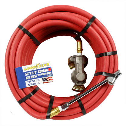 Goodyear Grip 50ft X 3/8in Rubber Air Hose Tire Chuck Universal Glad Hand 12920(Goodyear 50 X 3 8 Air Hose)