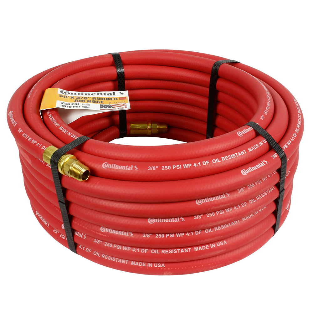  Continental Compressor Air Hose 50ft X 3/8in 250 PSI Oil-Resistant Rubber Red(Continental 50 X 3 8 Red Air Hose)