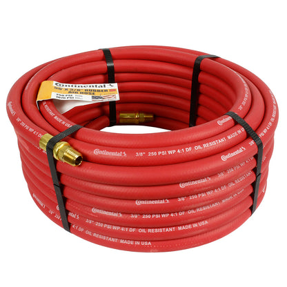  Continental Compressor Air Hose 50ft X 3/8in 250 PSI Oil-Resistant Rubber Red(Continental 50 X 3 8 Red Air Hose)