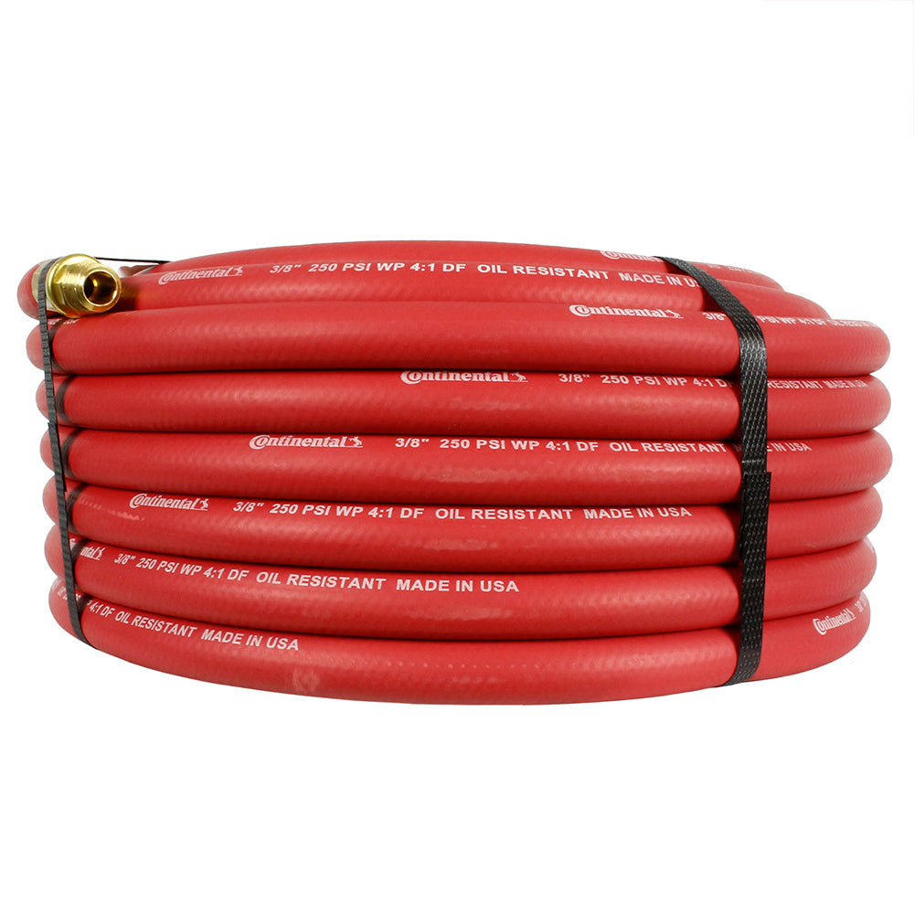  Continental Compressor Air Hose 50ft X 3/8in 250 PSI Oil-Resistant Rubber Red(Continental 50 X 3 8 Red Air Hose)