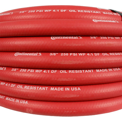  Continental Compressor Air Hose 50ft X 3/8in 250 PSI Oil-Resistant Rubber Red(Continental 50 X 3 8 Red Air Hose)