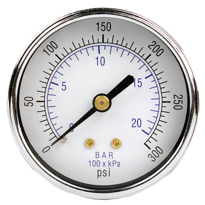  1/4" NPT 0-300 PSI Air Pressure Gauge Center Back Mount With 2.5" Face(1 4 Npt 0 300 Psi Air Pressure Gauge Center Back Mount With 2 5 Face)