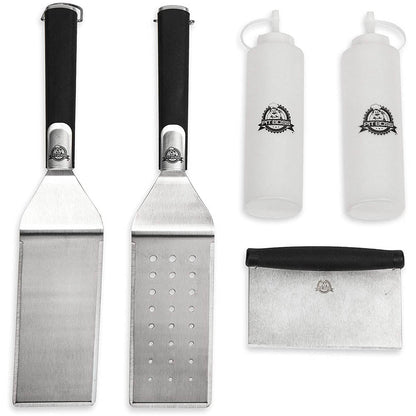  Pit Boss Deluxe 5 Piece Griddle Tool Set Accessories Kit Bottle Spatula Scraper(Pit Boss Griddle Accessory Tool Kit 20010)