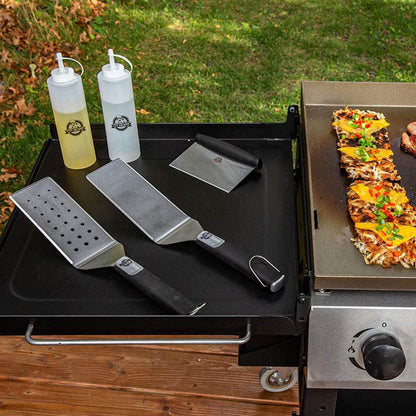  Pit Boss Deluxe 5 Piece Griddle Tool Set Accessories Kit Bottle Spatula Scraper(Pit Boss Griddle Accessory Tool Kit 20010)