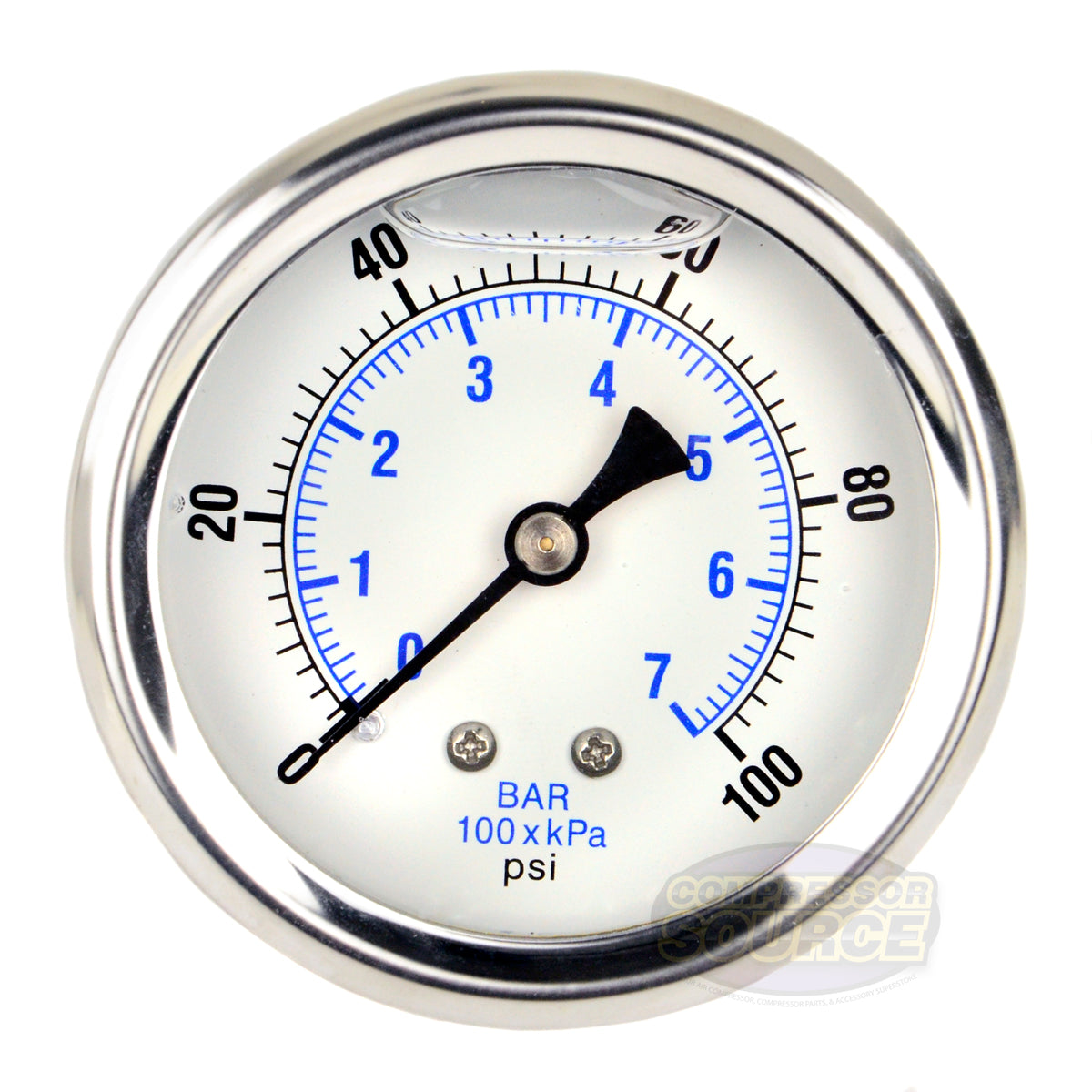  Liquid Filled 0-100 PSI Center Back Mount Air Pressure Gauge With 2.5" Face(Liquid Filled 0 100 Psi Center Back Mount Air Pressure Gauge With 2 5 Face)