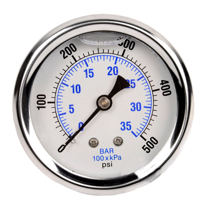  Liquid Filled 0-500 PSI Center Back Mount Air Pressure Gauge With 2.5" Face PRO-202L-254J(Liquid Filled 0 500 Psi Center Back Mount Air Pressure Gauge With 2 5 Face)