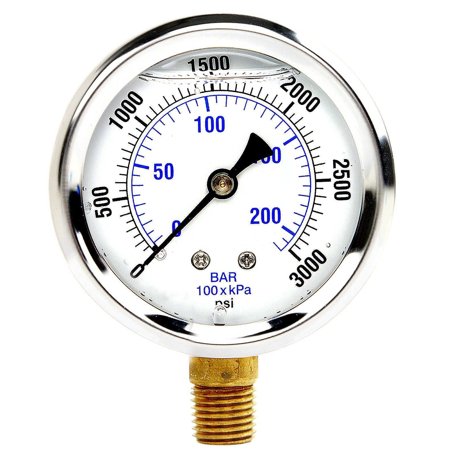  Liquid Filled 0-3,000 PSI Lower Side Mount Air Pressure Gauge With 2.5" Face PRO-201L-254P(Liquid Filled 0 3 000 Psi Lower Side Mount Air Pressure Gauge With 2 5 Face)