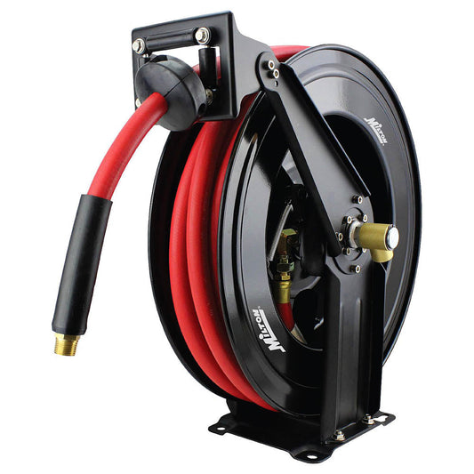  Milton 1/2" X 50' Steel Dual Arm Rubber Air Hose Reel Auto Retractable 2780-50D(Milton Steel Dual Arm Auto Retractable Hose Reel 1 2 X 50 Ft Rubber Hose 300 Max Psi 2780 50d)