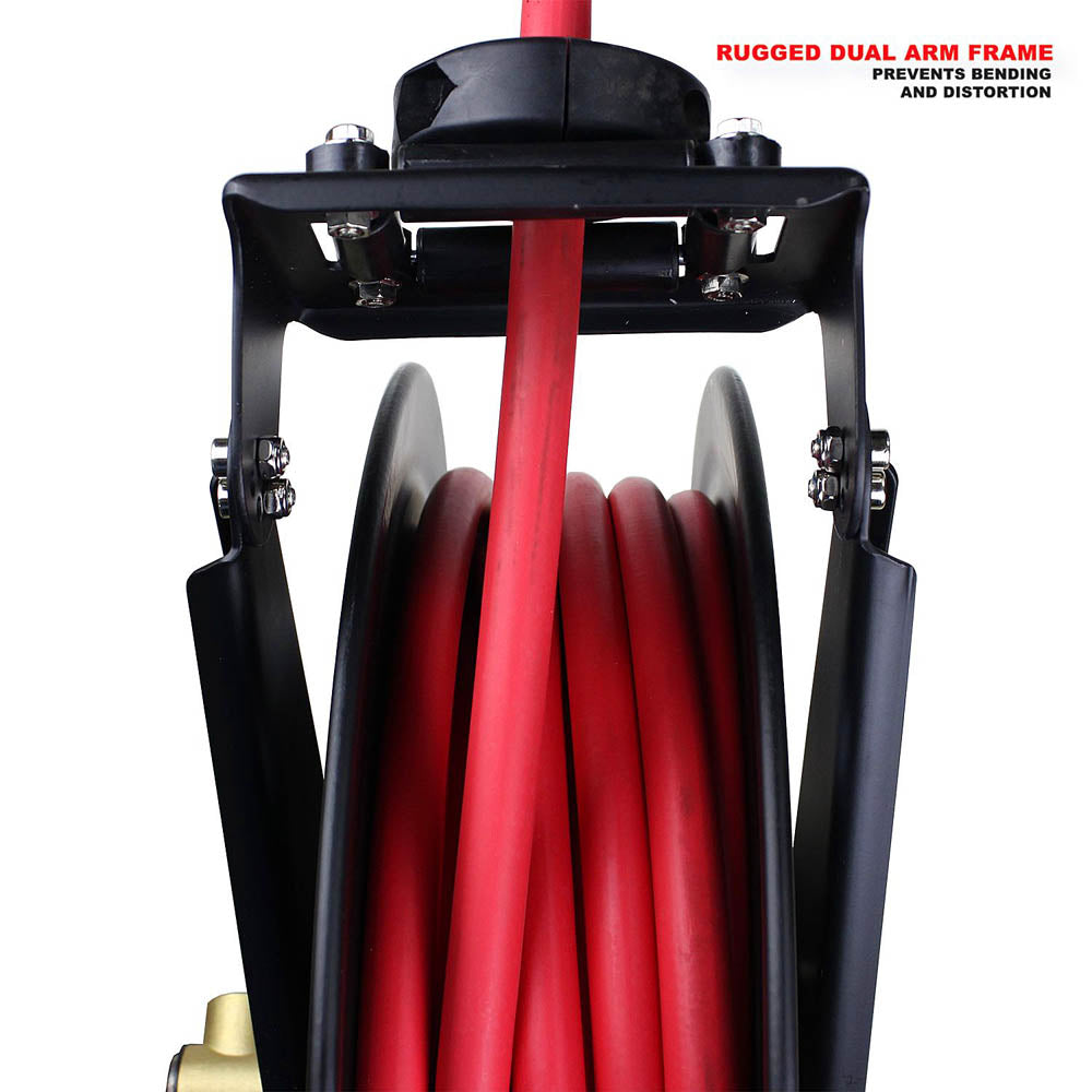  Milton 1/2" X 50' Steel Dual Arm Rubber Air Hose Reel Auto Retractable 2780-50D(Milton Steel Dual Arm Auto Retractable Hose Reel 1 2 X 50 Ft Rubber Hose 300 Max Psi 2780 50d)