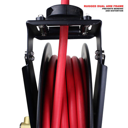 Milton 1/2" X 50' Steel Dual Arm Rubber Air Hose Reel Auto Retractable 2780-50D(Milton Steel Dual Arm Auto Retractable Hose Reel 1 2 X 50 Ft Rubber Hose 300 Max Psi 2780 50d)