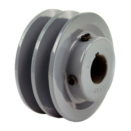  3.25" Cast Iron 7/8" Shaft Pulley Sheave Single 2 Groove V Style A Belt 4L(3 25 Cast Iron Dual Groove Pulley A Belt 4l Style For 7 8 Shaft)