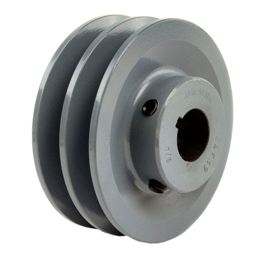  Cast Iron 3.75" Dual Groove Belt A Section 4L Pulley W/ 7/8" Sheave Bushing(3 75 Cast Iron Dual Groove Pulley A Belt 4l Style For 7 8 Shaft)