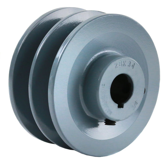  Cast Iron 3.5 " Dual Groove Belt B Section 5L Shaft Pulley With 3/4 " Sheave(3 5 Cast Iron Dual Groove Pulley B Belt 5l Style For 3 4 Shaft)