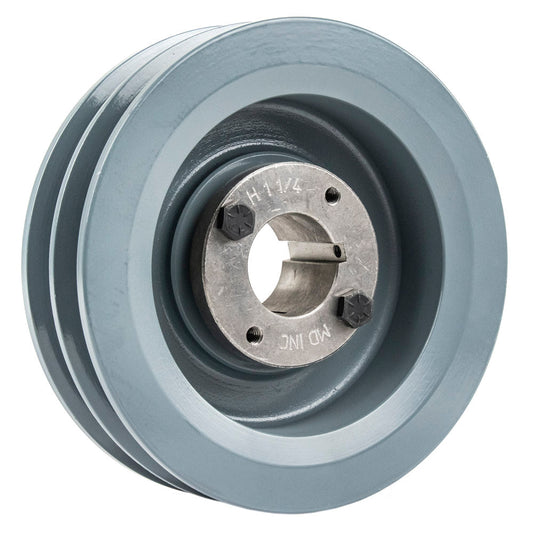  2BK62H Cast Iron 6" Pulley Dual Groove B Section V Belt 5L With 1-1/4" Sheave Bushing(6 Cast Iron Dual Groove Pulley B Belt 5l Style With 1 1 4 Bore H Bushing 2bk62h)