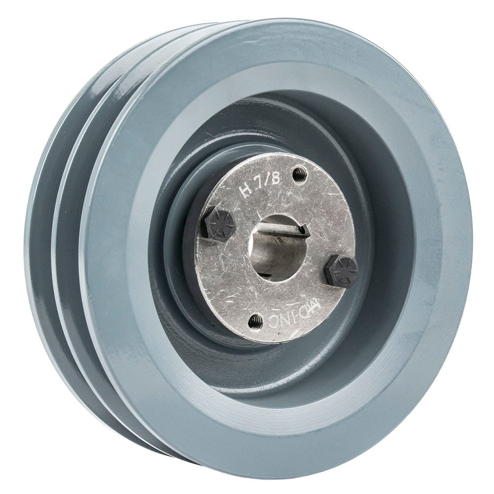  2BK62H Cast Iron 6" Pulley Dual Groove B Section V Belt 5L With 7/8" Sheave Bushing(6 Cast Iron Dual Groove Pulley B Belt 5l Style With 7 8 Bore H Bushing)