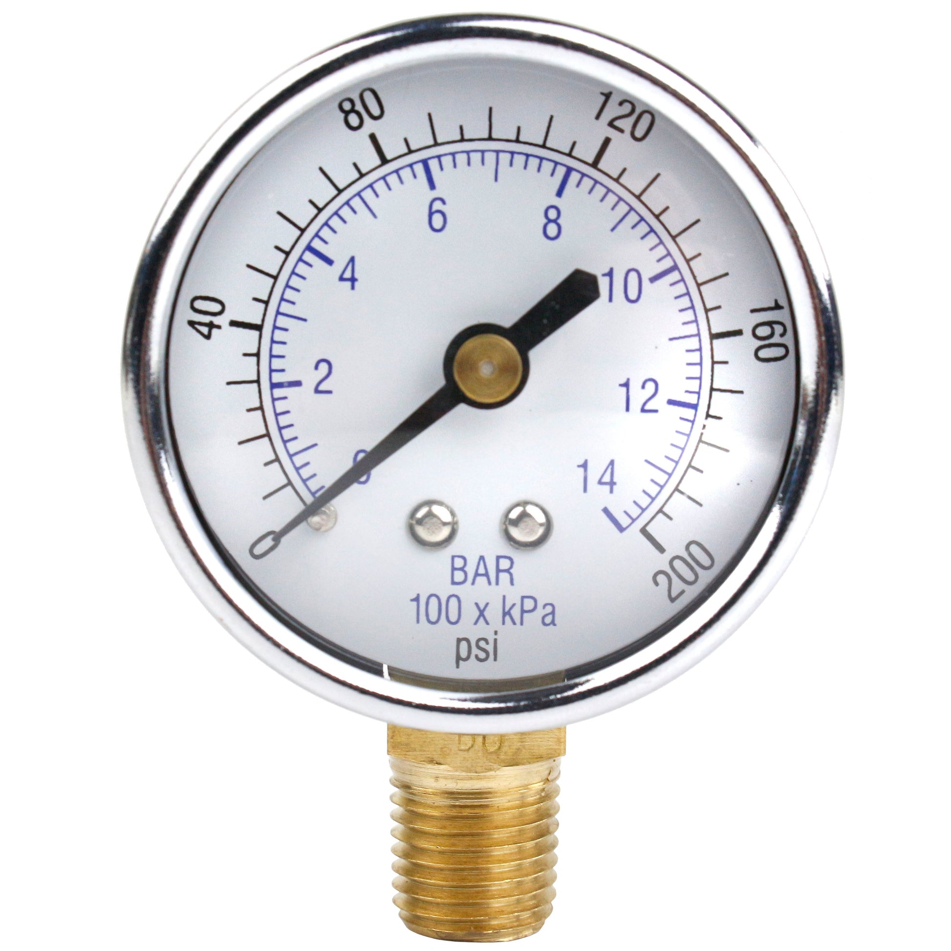  1/4" NPT 0-200 PSI Air Pressure Gauge Lower Side Mount(1 4 Npt 0 200 Psi Air Pressure Gauge Lower Side Mount)