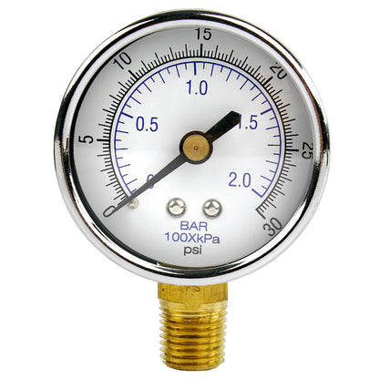  1/4" NPT 0-30 PSI Air Pressure Gauge Lower Side Mount With 2" Face 101D-204C(1 4 Npt 0 30 Psi Air Pressure Gauge Lower Side Mount With 2 Face)