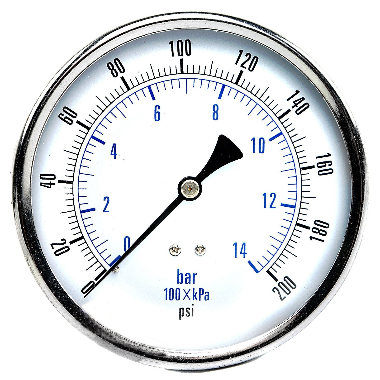  1/4" NPT 0-200 PSI Air Pressure Gauge Center Back Mount With 4.5" Face(1 4 Npt 0 200 Psi Air Pressure Gauge Center Back Mount With 4 5 Face)